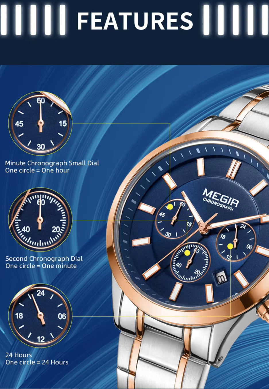 Megir 2150 Rose Gold Silver