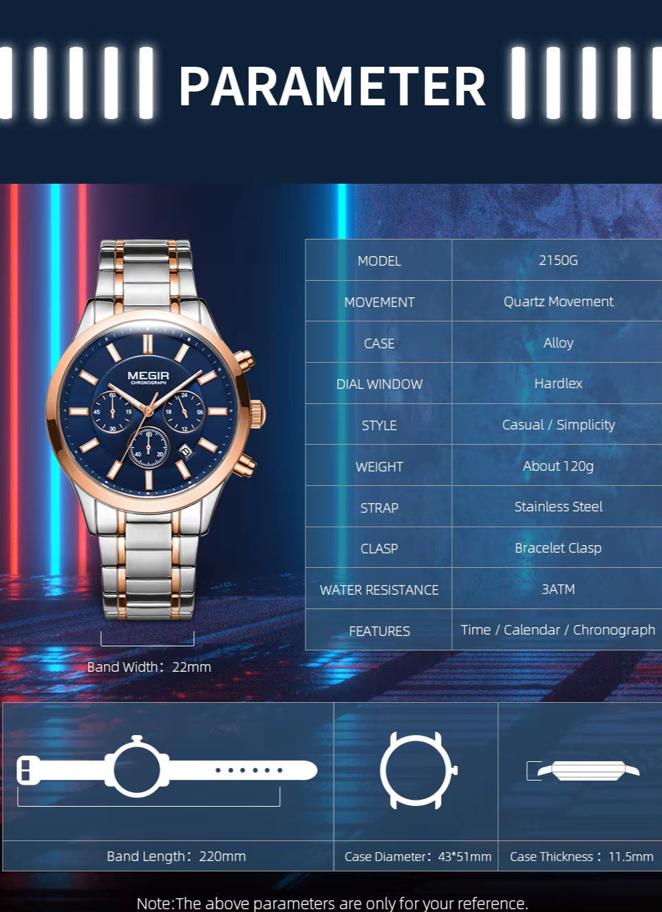 Megir 2150 Rose Gold Silver