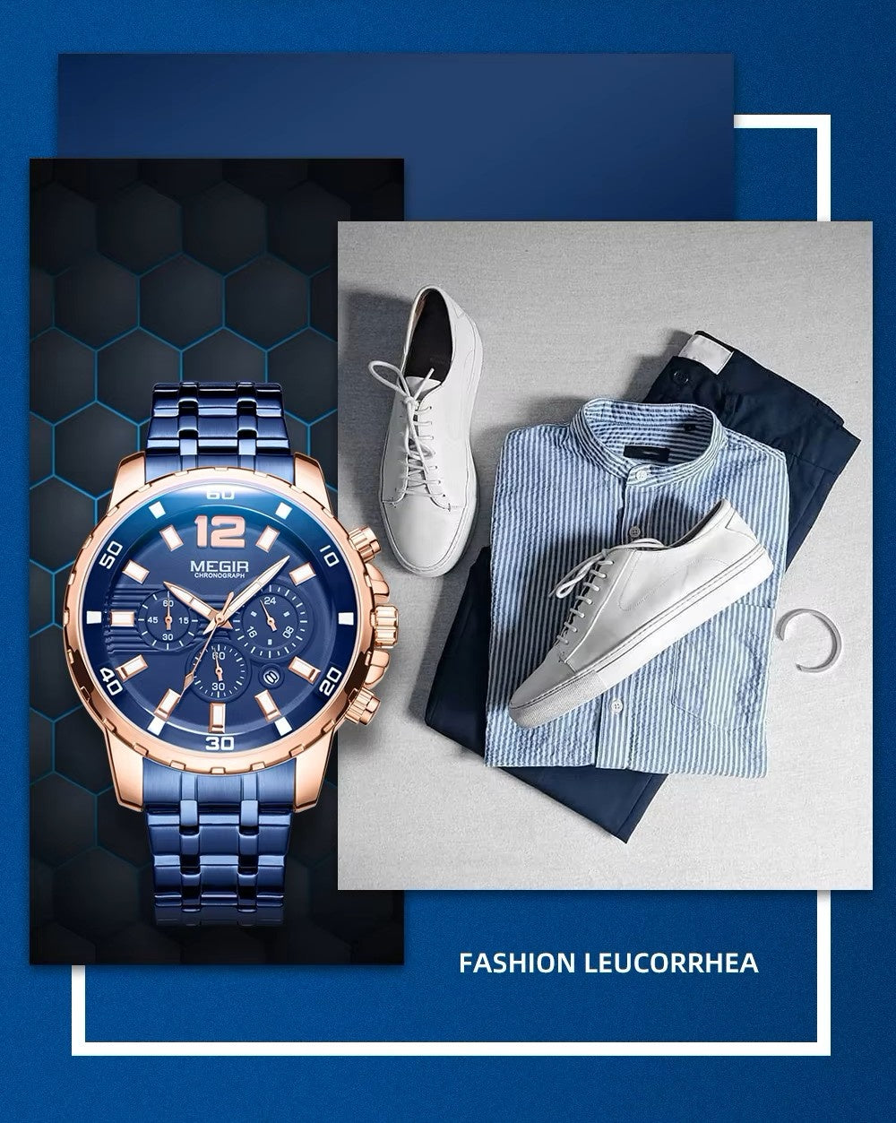 Megir 2068 Rose Gold blue