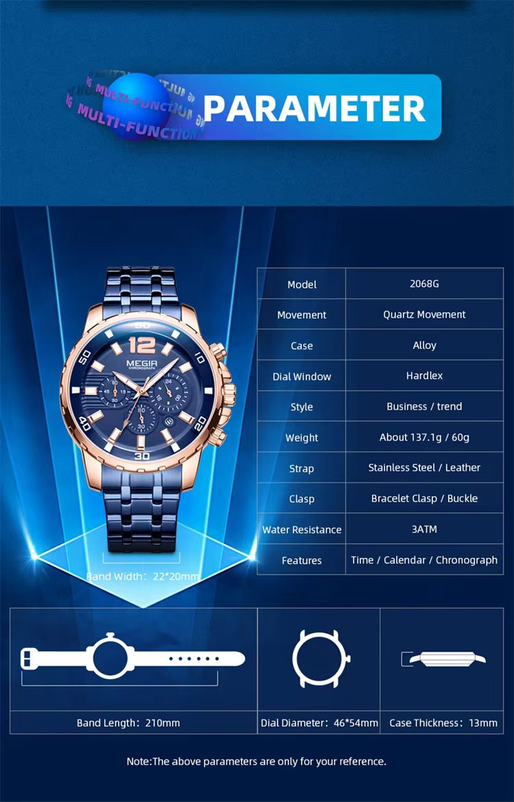 Megir 2068 Rose Gold blue