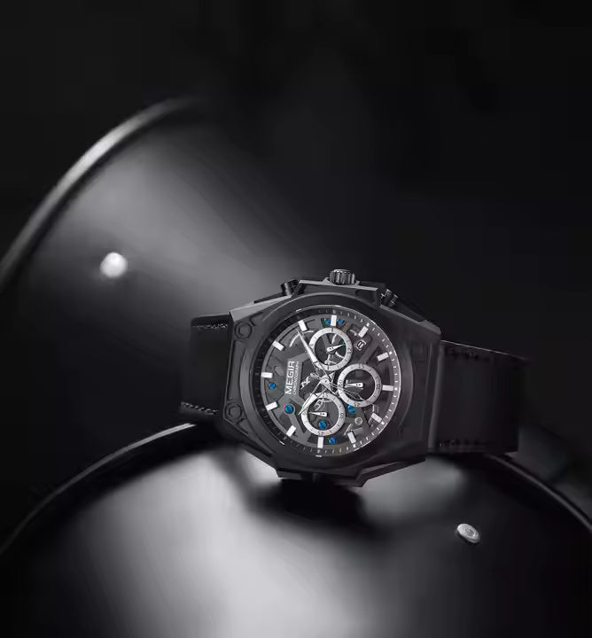 Megir 4220 Leather Belt Black