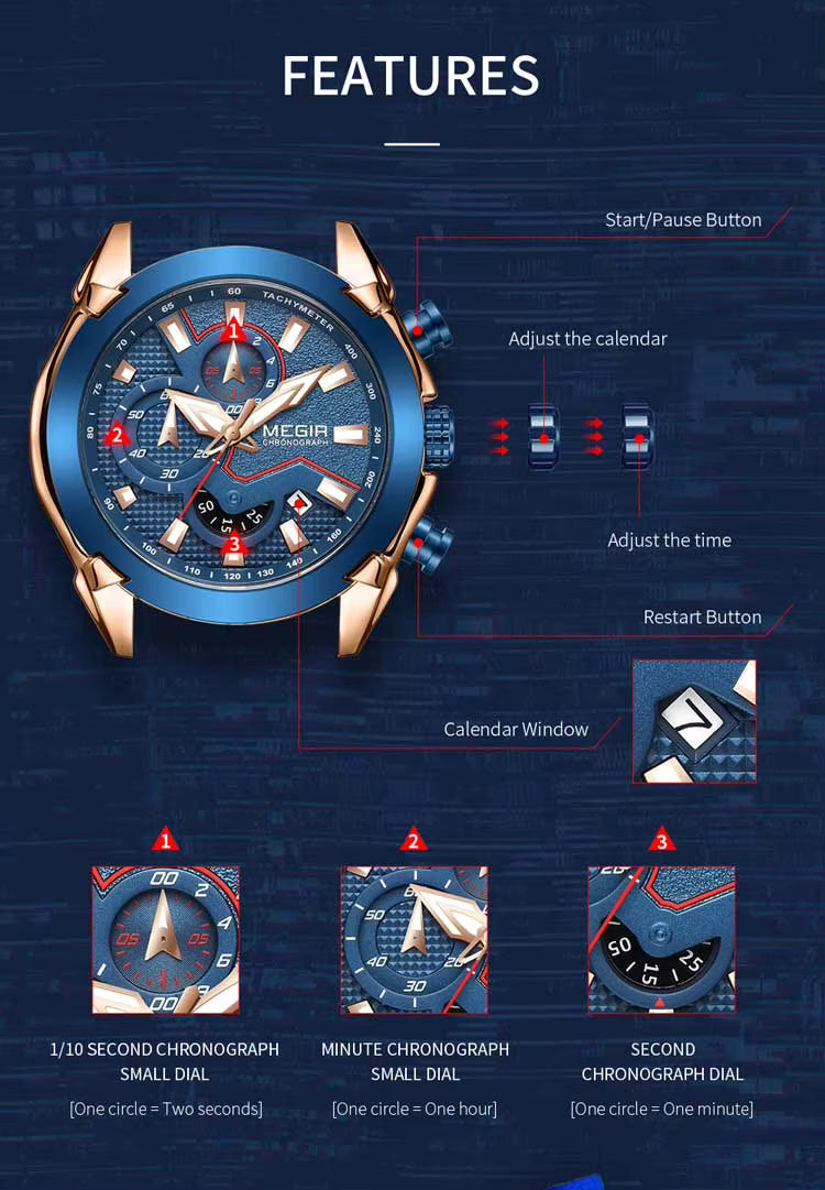 Megir 2065 Blue Rose Gold