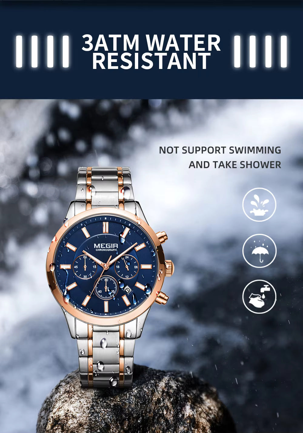 Megir 2150 Rose Gold Silver