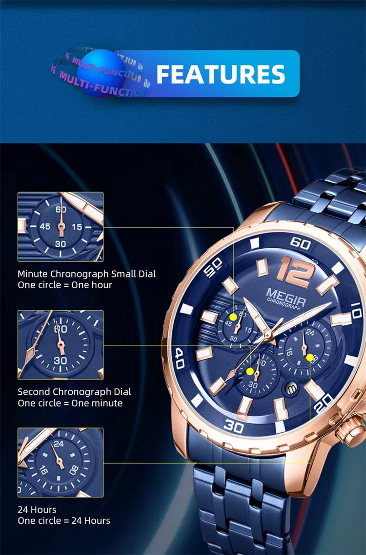 Megir 2068 Rose Gold blue