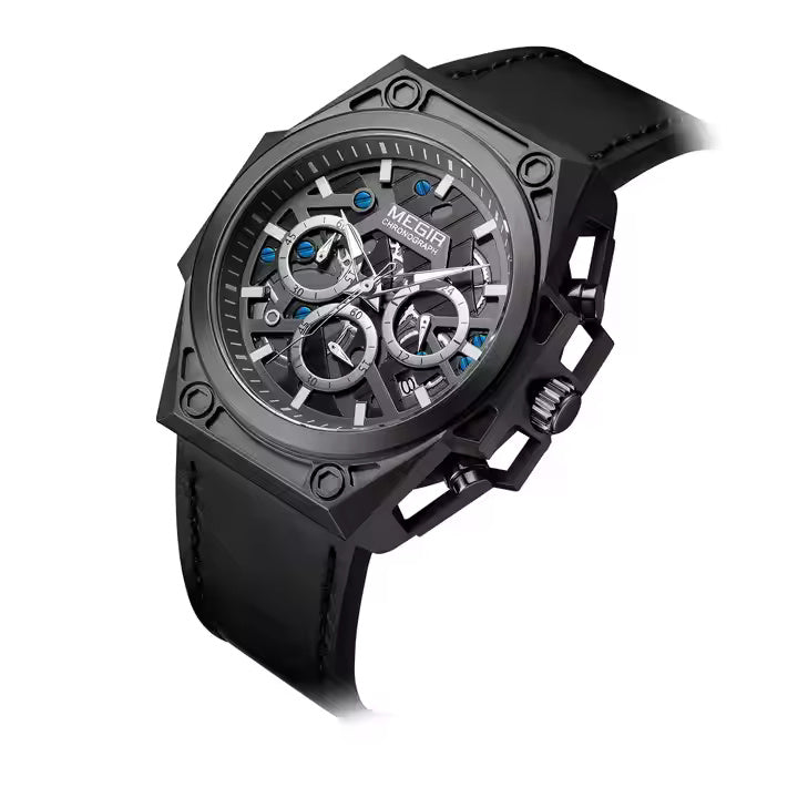 Megir 4220 Leather Belt Black