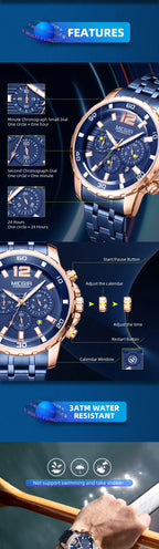 Megir 2068 Rose Gold blue
