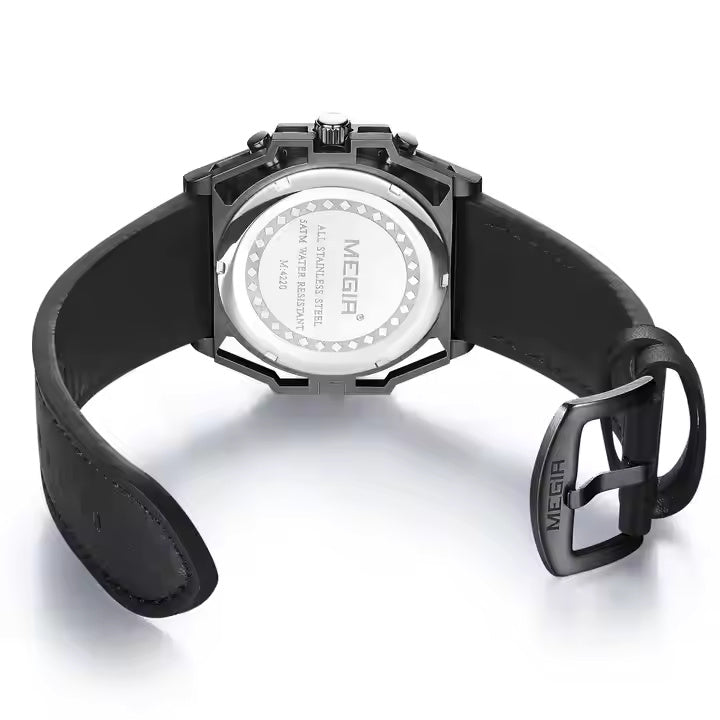 Megir 4220 Leather Belt Black