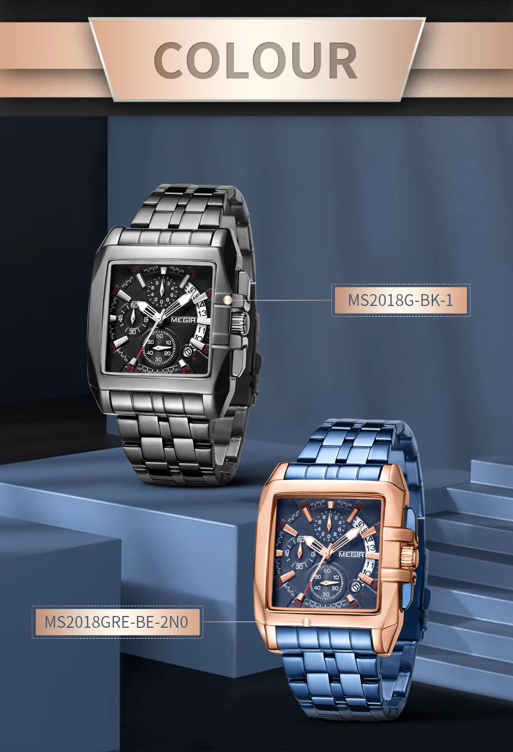 Megir 2018 Blue Rose Gold