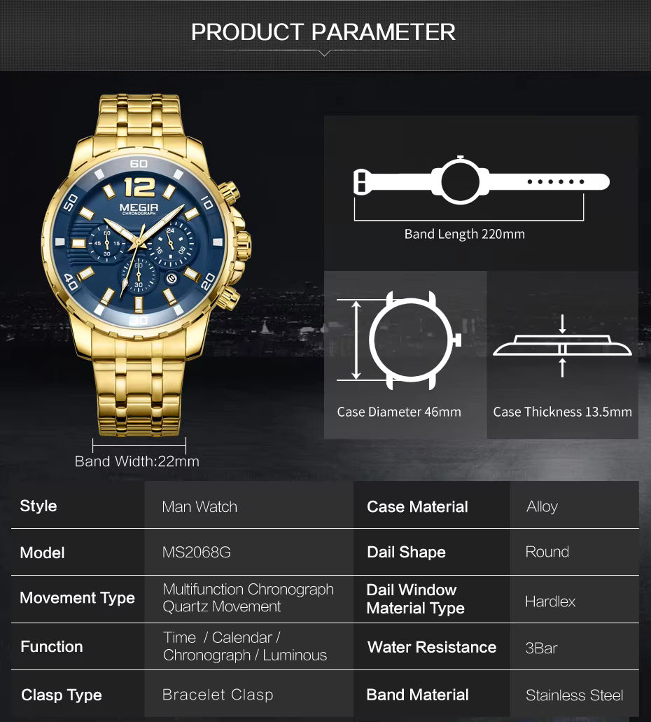 Megir 2068 Gold Blue