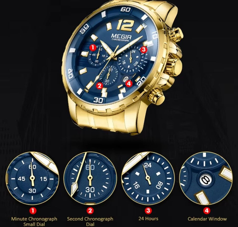 Megir 2068 Gold Blue